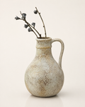 Vintage Keramikvase von Lunéva mit mattmilder Glasur und Blumenstrauß